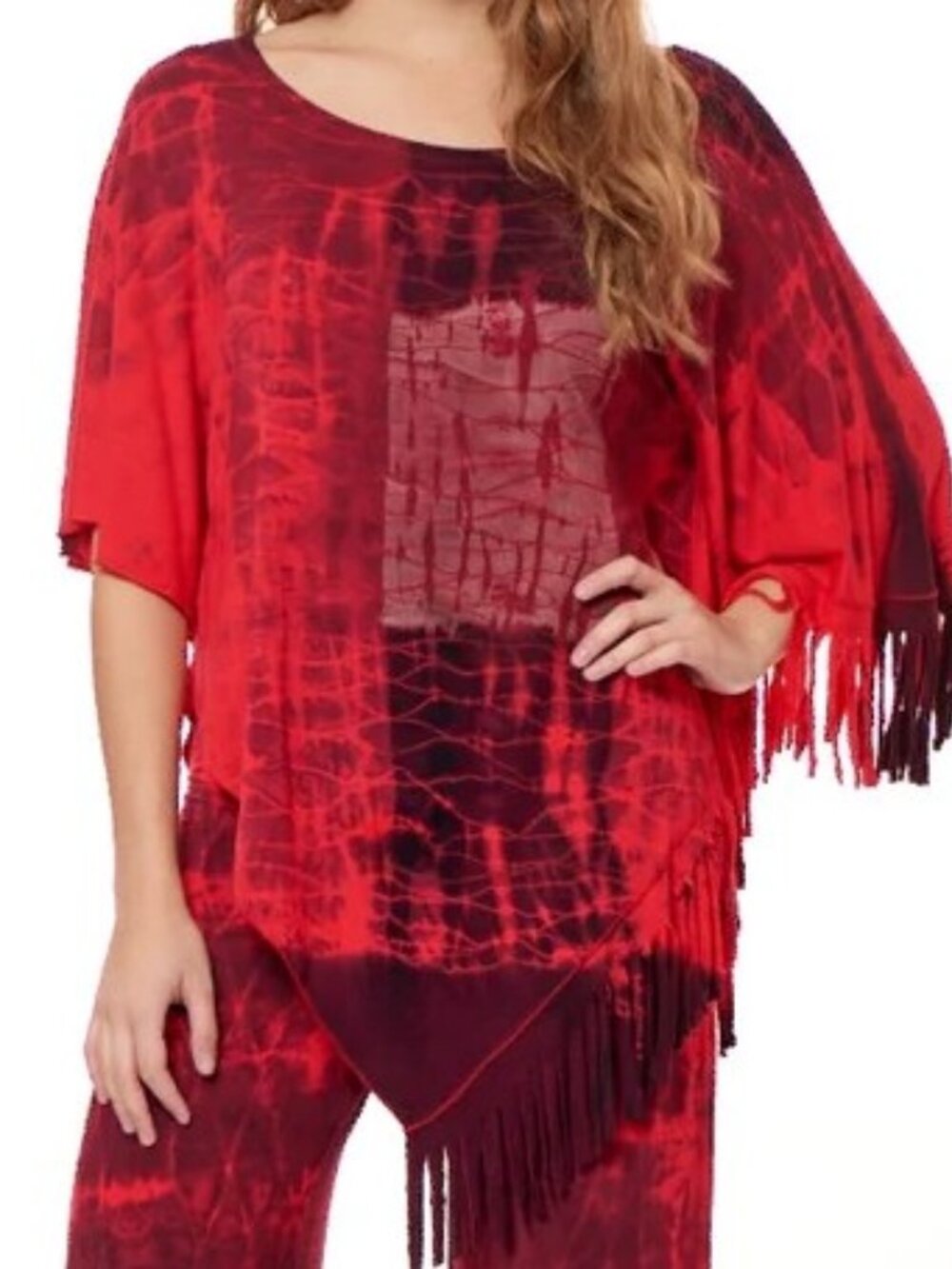 Kokomo Unlimited Atlas Red Fringe Tunic One Size